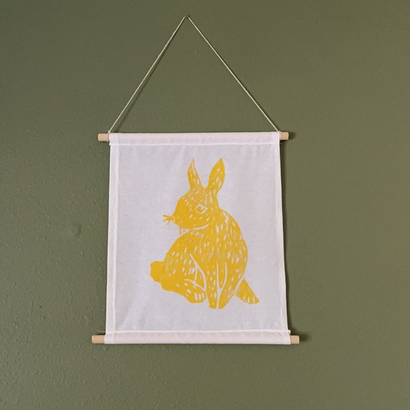 Other - Original Handmade Rabbit Wodblock Print Hanging Art